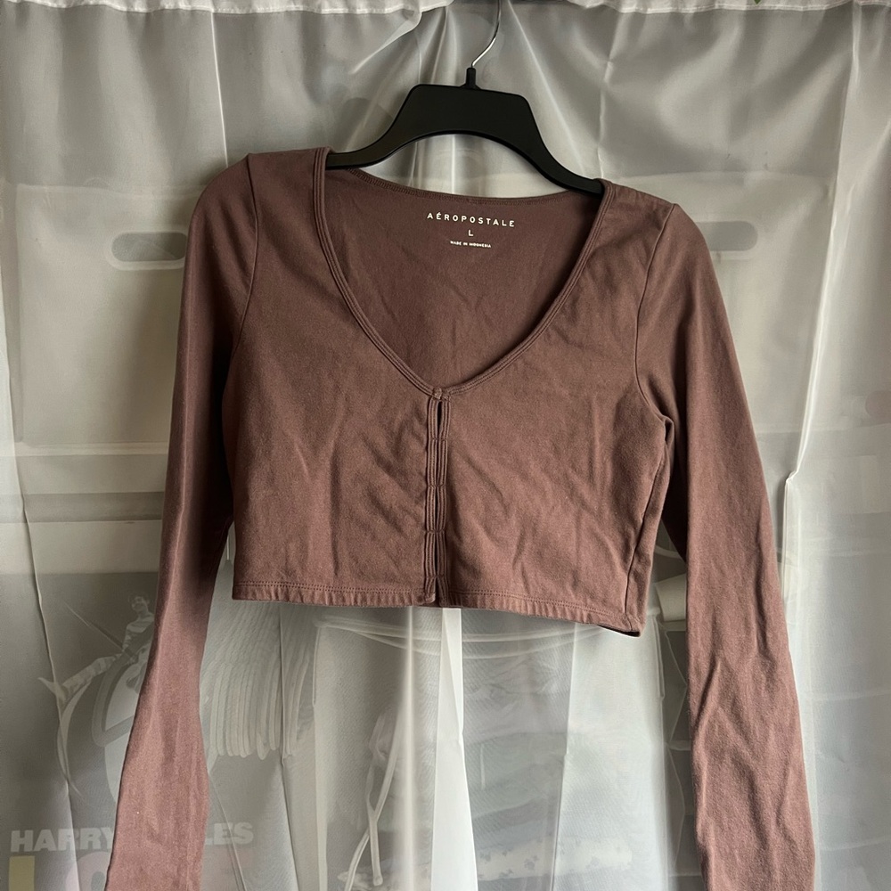 Aeropostale Dusty Rose Long Sleeve Crop Top